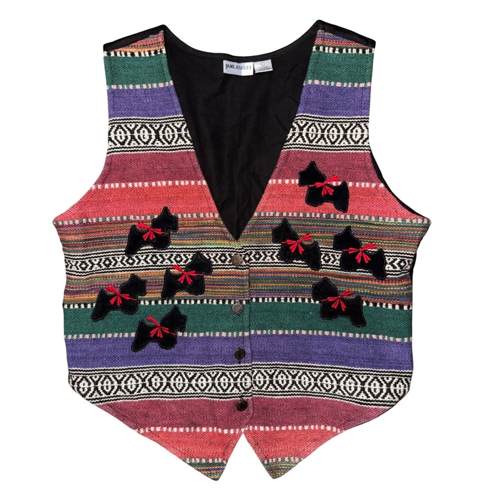 Vintage Scottie Scottish Terrier Woven Tapestry Vest Indie Retro Teacher Cottage